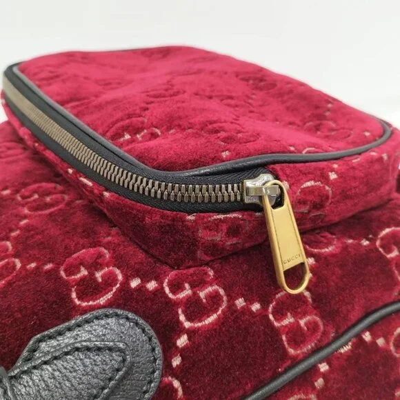 Gucci Backpack GG Velvet Velor Red - Picture 6 of 10